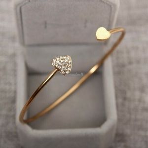 Adorable Open Heart Gold or Silver Bangle Bracelet
